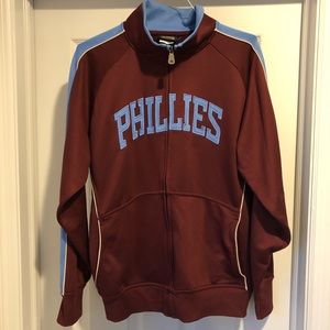 Cooperstown Collection Mens M Philadelphia Phillies Retro Track Jacket Majestic